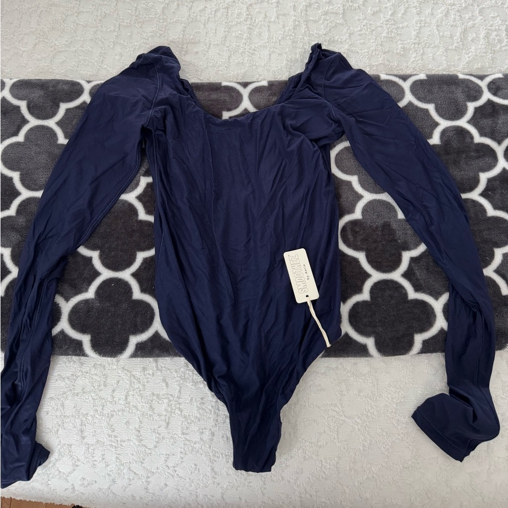 Aerie Deep Blue Long Sleeve Bodysuit